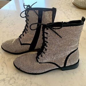 Rhinestone combat boots